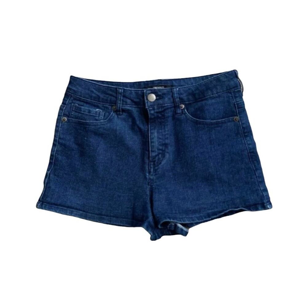FOREVER 21 Womens Size 28 High Waist Denim Blue Jean Mini Hot Pants Shorts